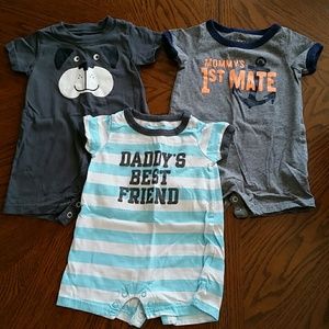 Set of three 0-3 month Rompers